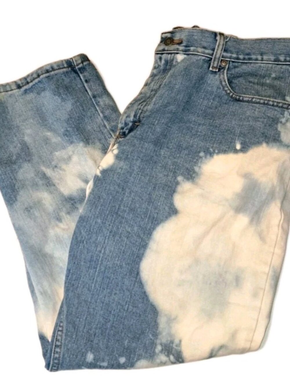 Lee Mens Blue Straight Leg Jeans 40x29 Custom Bleached